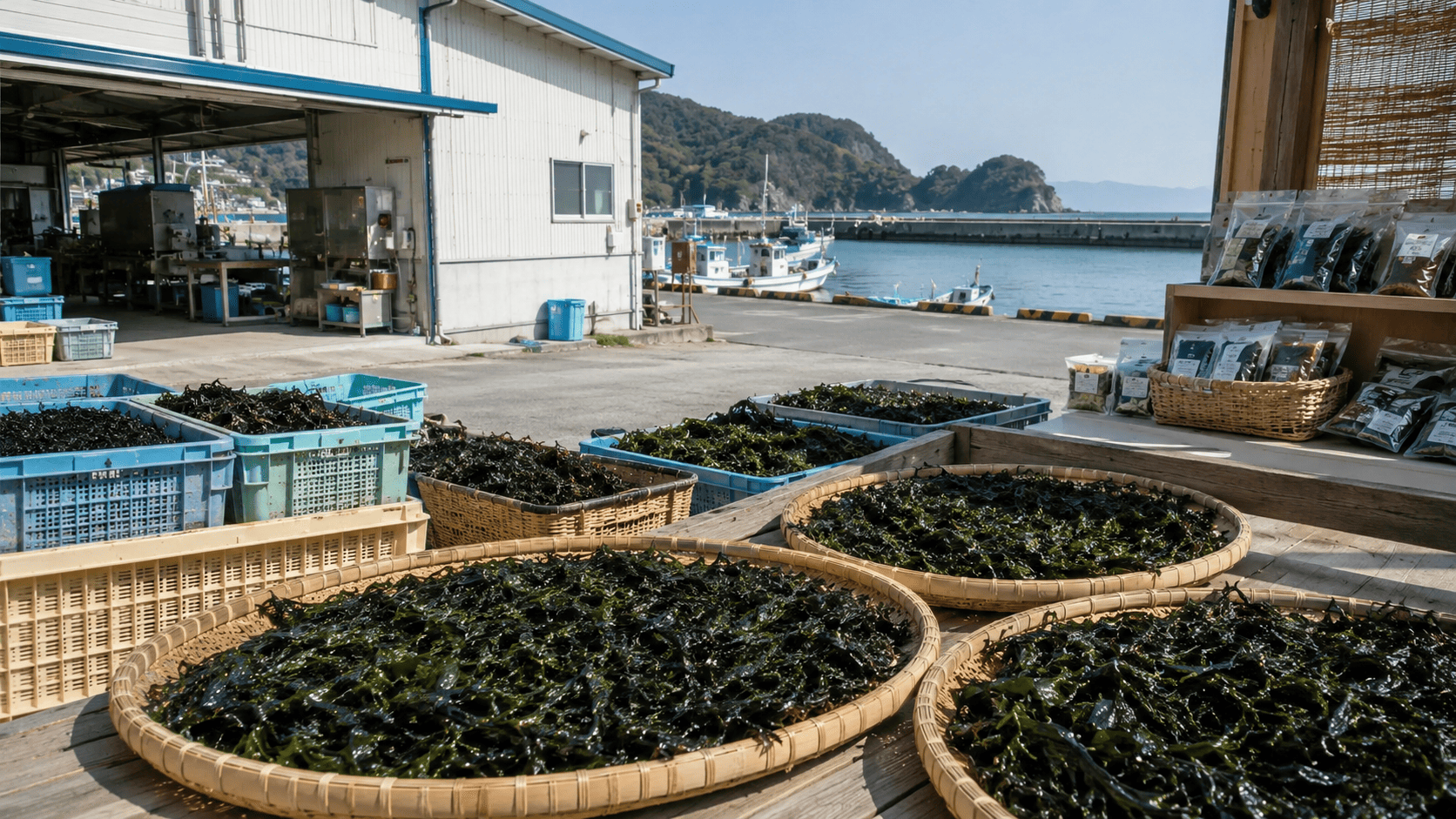 みなと市の海藻干し